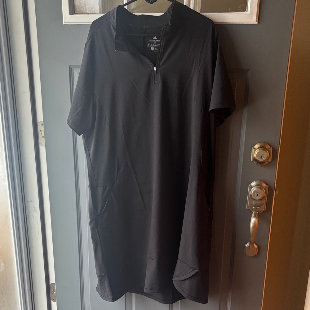 Golf dress: Adidas Black Casual Button Down Shirt. Bike shorts NOT included.